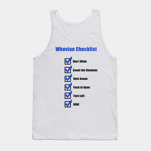 Whovian Checklist Tank Top by ZuleYang22